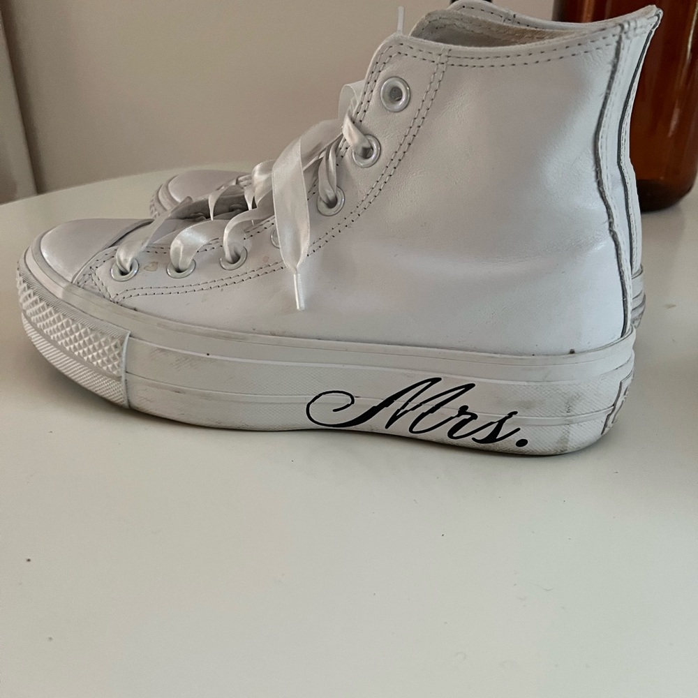 Custom Mrs Chuck Taylor All Star Lift Platform Wedding high top sneaker - Picture 5 of 8